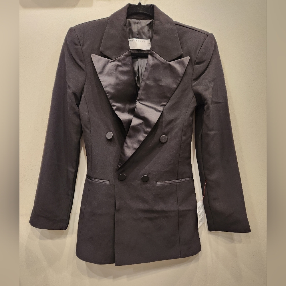 ASOS DESIGN Double Breasted Blazer, Black, Size US 8 and Size U…